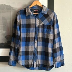 Vintage Tony Hawk Blue and Black Checkered Men's Shirt